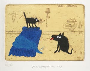 Raymond Waydelich - Ets en aquatint, Hotel Argentina - Ingelijst kopen? Bied vanaf 40!