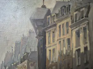 Jan Korthals - olie op doek - stadsaanzicht - gesigneerd l.o. kopen? Bied vanaf 1995!