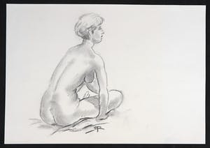 Jan Sluijters (jr.) - Krijttekening, Zittend naakt kopen? Bied vanaf 1!