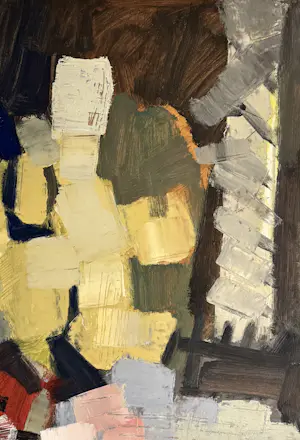 Rene Mels - Wunderschöne, farbenfrohe abstrakte Komposition, um 1958 kopen? Bied vanaf 500!