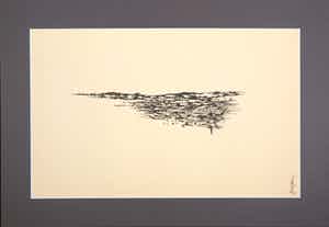 Melle Oldeboerrigter - Inkttekening op papier, z.t. Landschap verkocht voor € 100!