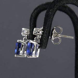 18K Goud - witgouden oorhangers bezet met saffier en briljant geslepen diamat kopen? Bied vanaf 280!