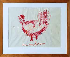 Anton Heyboer - Bantam kip | Pastel en acryl | Ingelijst (Groot) verkocht voor € 255!