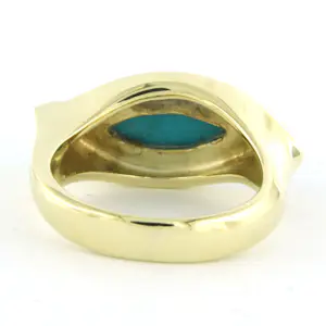 14k gouden ring met turkoois en briljant geslepen diamanten tot circa 0,15ct kopen? Bied vanaf 710!