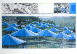 Christo - Handgesigneerd exemplaar The Umbrella's met stofmonster - Ingelijst kopen? Bied vanaf 1!
