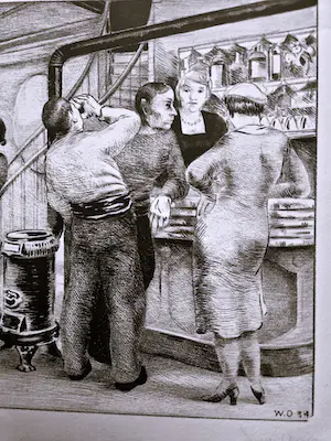 Wim Oepts - Originele en vroege (1934) figuratieve Lithografie "In Het Café" gesigneerd kopen? Bied vanaf 65!