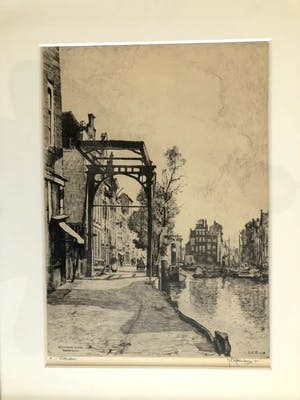 Hendrikus Roodenburg - Delftsche vaart - Rotterdam - Ets, Ingelijst kopen? Bied vanaf 50!