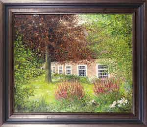 Herman Rijkmans - Olieverf op doek, Weelderige tuin - Ingelijst verkocht voor € 1!