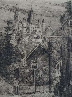 Eugene Rensburg - Ets , La Rue Brixhe, Spa, België – ca. 1910 kopen? Bied vanaf 20!