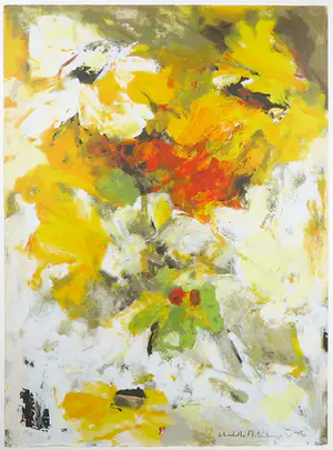 Charlotte Molenkamp - Zeefdruk, Abstracte compositie in geel - Ingelijst kopen? Bied vanaf 100!