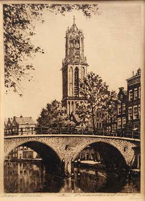 Cornelis Brandenburg - ets - Dom te Utrecht verkocht voor € 55!