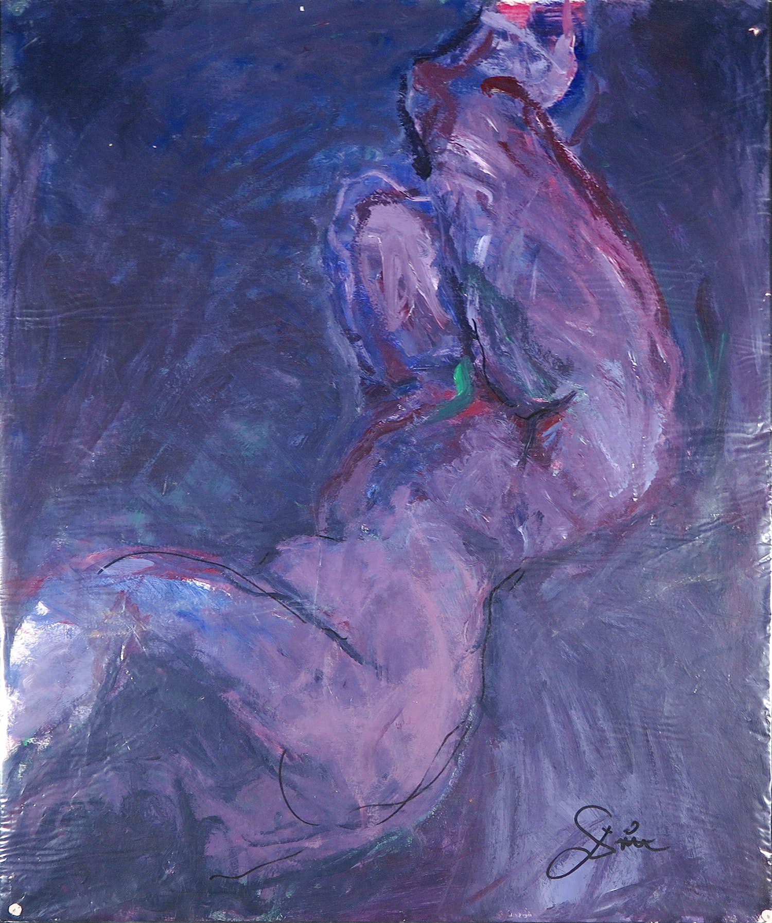 Franscz Witte - Gemengde techniek op papier, Naakt in paarstinten kopen? Bied vanaf 1!