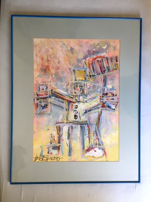 Ad Verstijnen - "Robot" - Acryl op papier, Ingelijst kopen? Bied vanaf 90!