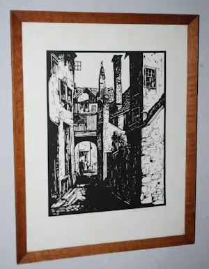 AcheterPiet Rackwitsz - Oude stad met een poortje - handgesigneerd en mooi ingelijst? Enchérissez de 20!