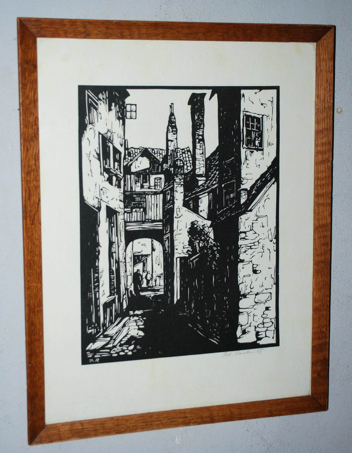 Piet Rackwitsz - Oude stad met een poortje - handgesigneerd en mooi ingelijst kopen? Bied vanaf 20!