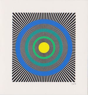 Isia Leviant - Drie handgesigneerde zeefdrukken: Geometrische Composities Op-Art I, II, III kopen? Bied vanaf 35!