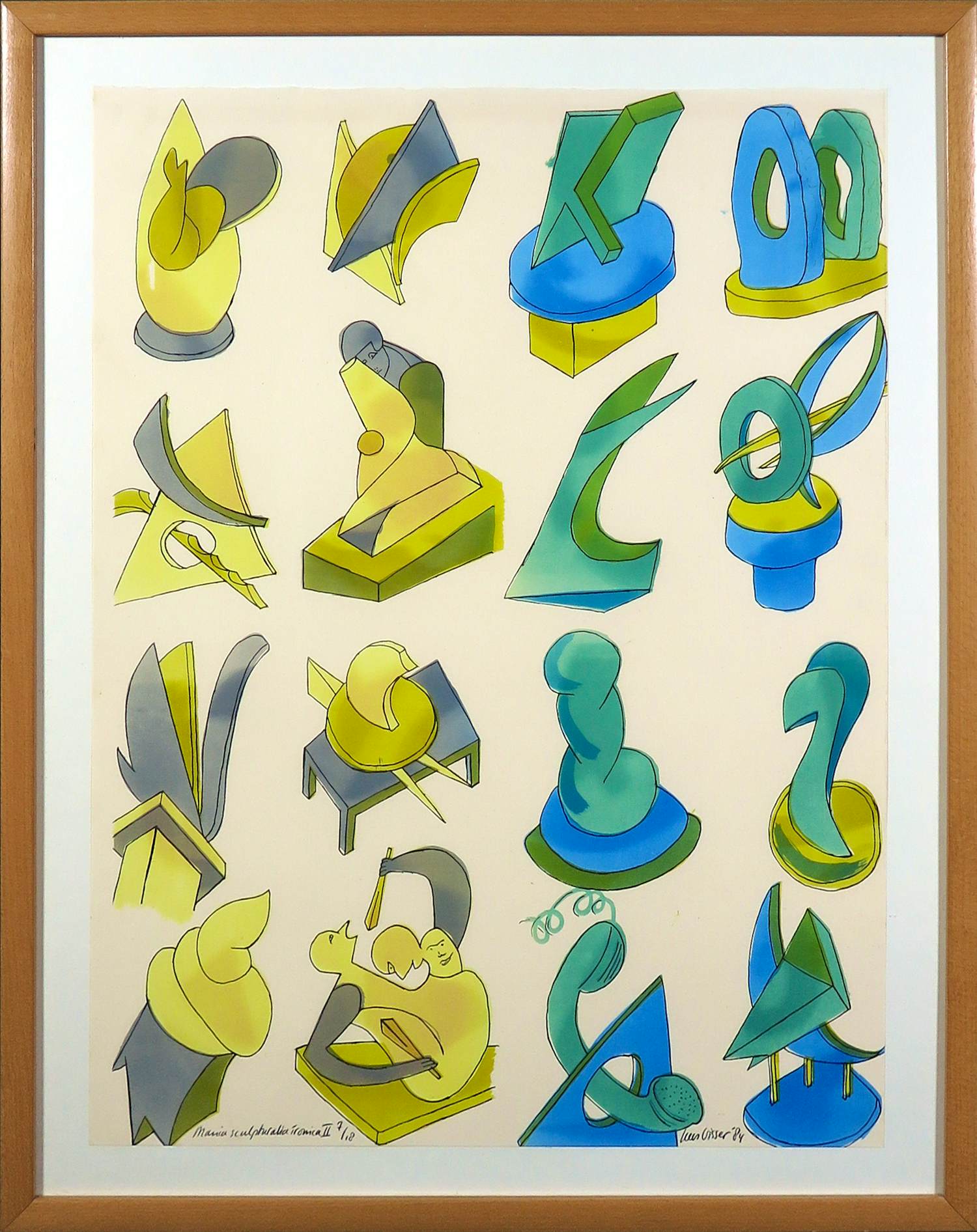Kees Visser - Zeefdruk, Mania sculpturalia ironica II - ingelijst kopen? Bied vanaf 1!