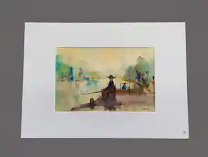 Geert Geerligs - omstreeks 1950 impress. geschilderde aquarel "vissen aan een stadsgracht" kopen? Bied vanaf 61!
