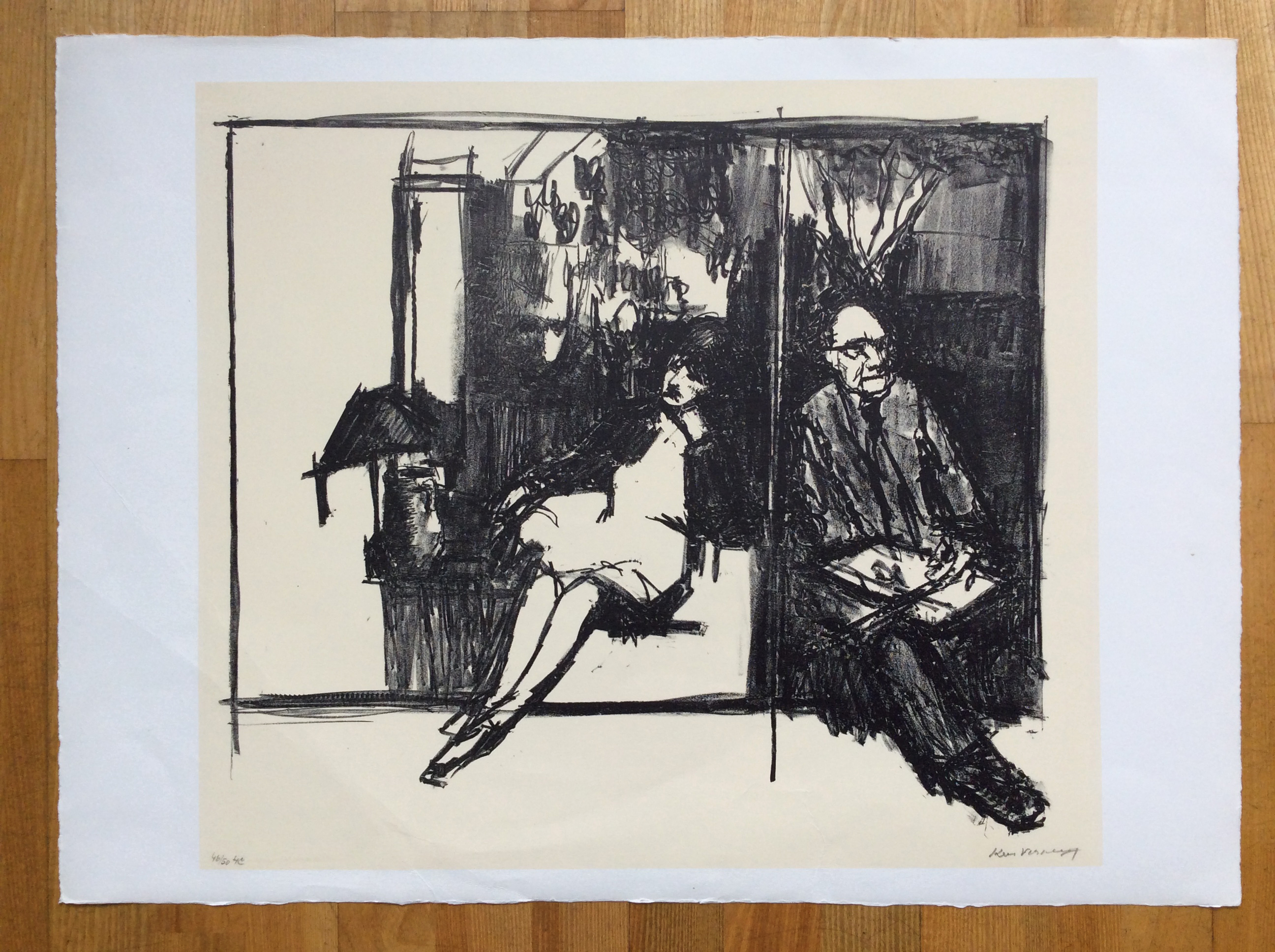 Kees Verwey - Kees en Jeanne in het atelier - lithografie kopen? Bied vanaf 69!