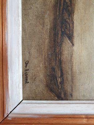 An Biesiot - Aangemeerde roeiboot in leeg landschap kopen? Bied vanaf 50!