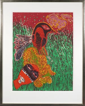 Corneille - Litho, La femme masquée comme pour une fête - Ingelijst kopen? Bied vanaf 1!