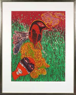 Corneille - Litho, La femme masquée comme pour une fête - Ingelijst verkocht voor € 1!