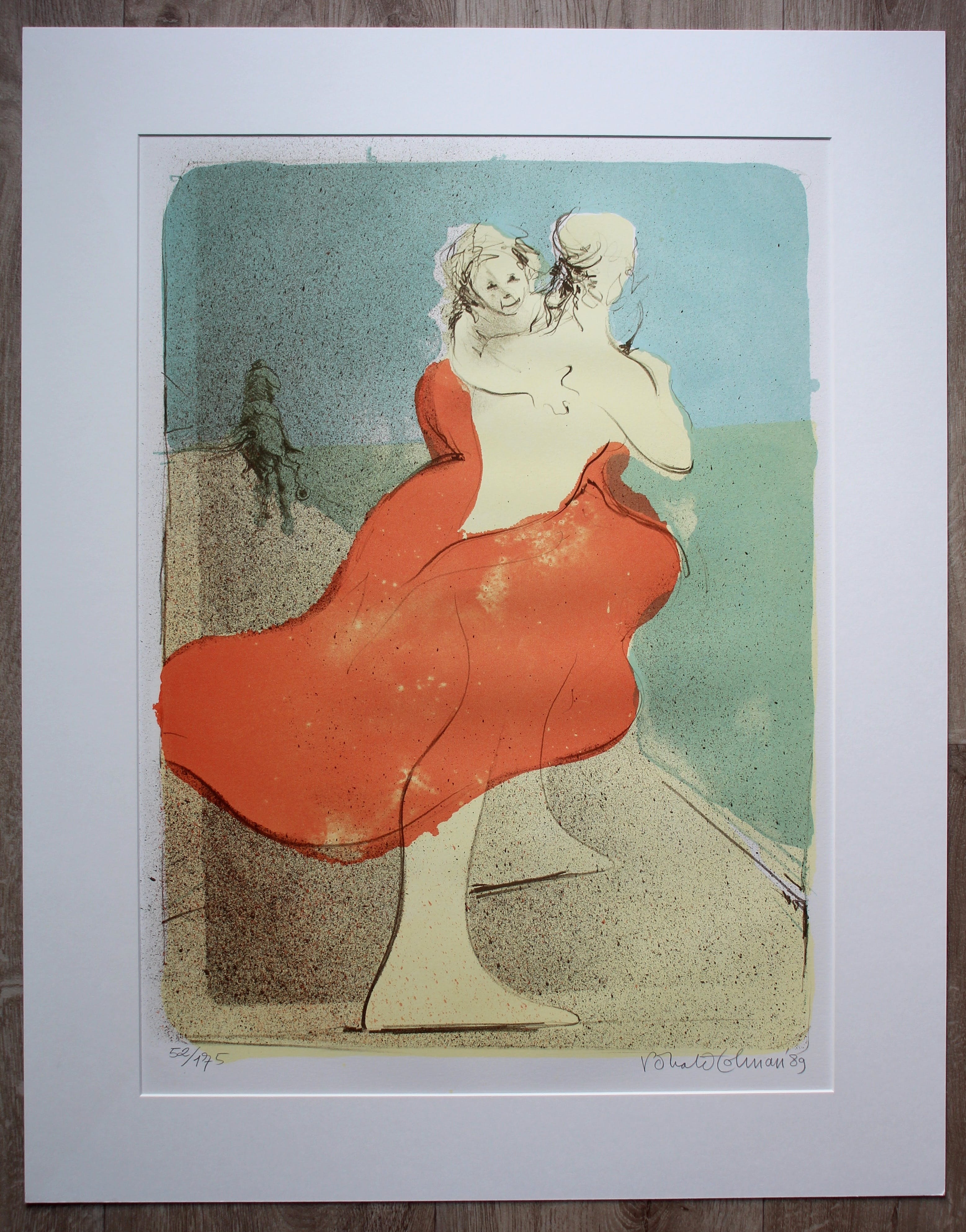 Ronald Tolman - litho: dansende vrouw met kind - 1989 kopen? Bied vanaf 90!