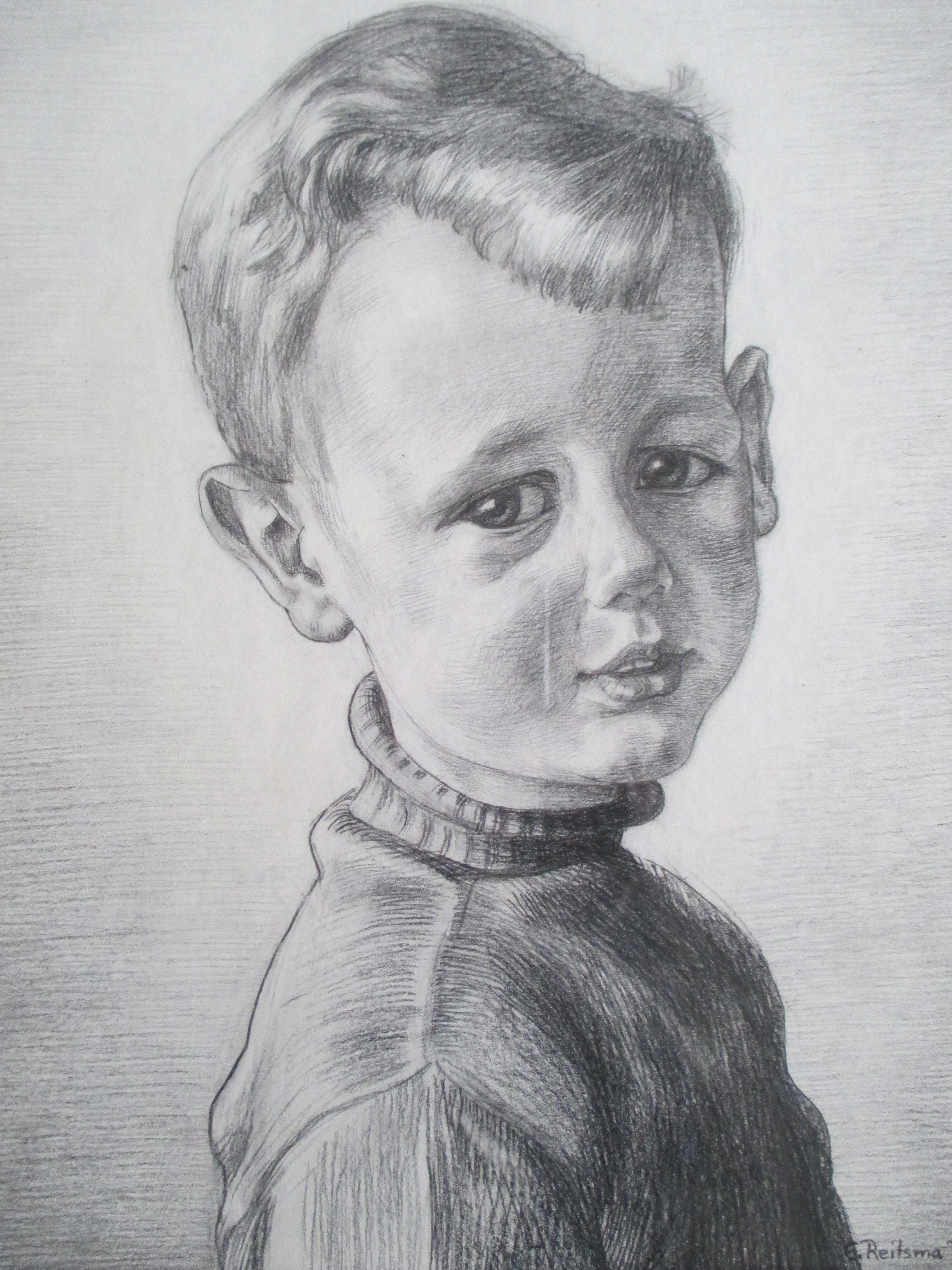 Engelien Reitsma-Valenca - Ingelijste tekening jongen kopen? Bied vanaf 30!