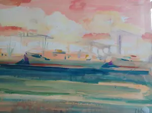 Lode Sebregts - Havengezicht Antwerpen van Lode Sebregts kopen? Bied vanaf 50!