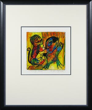 Henk Vierveijzer - Gemengde techniek op papier, Curly tail- Ingelijst kopen? Bied vanaf 50!