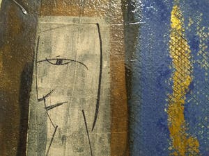 Niet of onleesbaar gesigneerd - Zonder Titel, ''Geglazuurde keramieke "tegel'' in stalen passe-partout'' kopen? Bied vanaf 1!