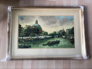 Buy Cornelis Brandenburg - Prins Hendrikkade nabij de Haarlemmerstraat met zicht op de Sonesta-koepel? Bid from 150!