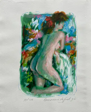 Annemarie de Groot - Cassette 4 verschillende zeefdrukken - Naakt in de tuin kopen? Bied vanaf 50!