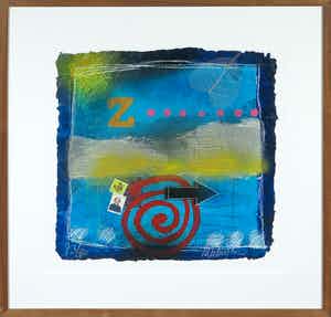 Theo Koster - Zeefdruk en collage, Zonder titel 8 - Ingelijst verkocht voor € 35!