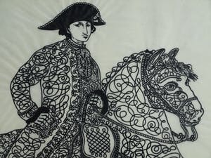 Niet of onleesbaar gesigneerd - Inkttekening , “Ruiter te Paard” – ingelijst kopen? Bied vanaf 10!