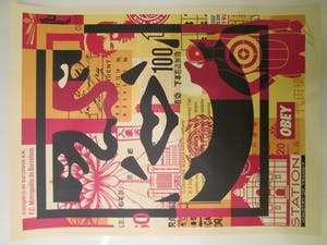 AcheterShepard Fairey - Obey: Giant Face Collage Triptiek? Enchérissez de 80!