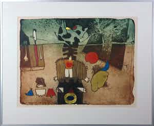 Michel van Overbeeke - Kleurenets met bladgoud, Different hours - Ingelijst verkocht voor € 50!