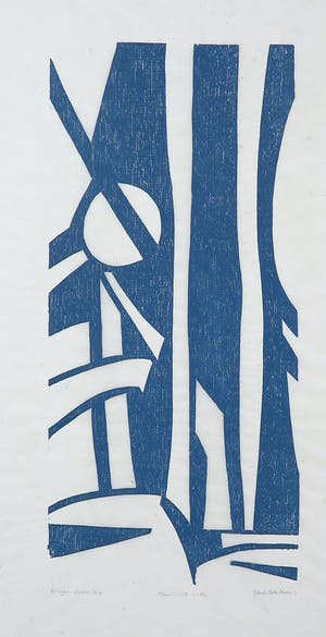 Paul Overhaus - Houtsnede op japans papier, Maanlicht - Ingelijst kopen? Bied vanaf 35!