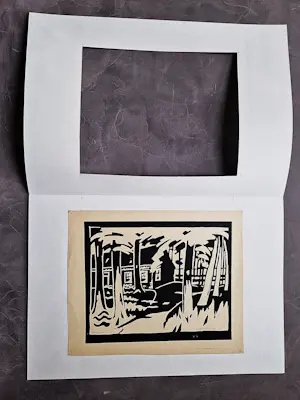 H.K. Winterwerp - interessante jaren 30 Groniger Ploeg houtsnede "Paterswolde" gesigneerd kopen? Bied vanaf 38!