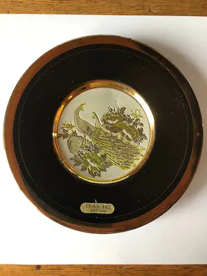 Niet of onleesbaar gesigneerd - Chokin Art Japan (1) - Chokin - Porselein, Verguld metaal - pauwen met bloemen - kopen? Bied vanaf 1!