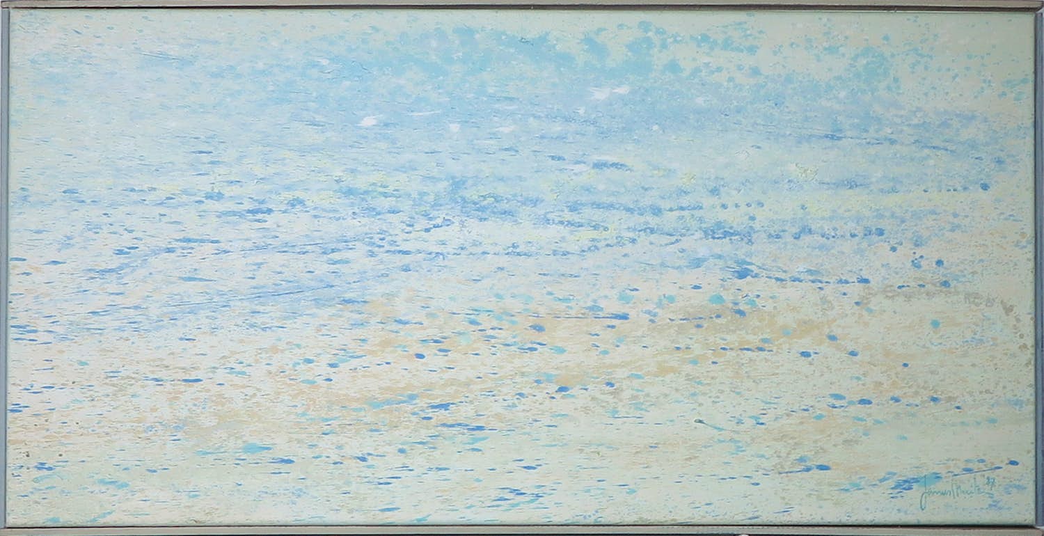 Janus Nuiten - Olieverf op doek, Aan zee- Ingelijst verkocht voor € 100!