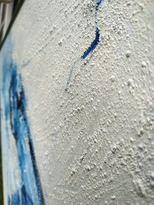 Ingeborg ten Hoopen - Schilderij met structuur. Blauw met wit kopen? Bied vanaf 500!