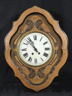 Curiosa - Houten oeil de boeuf wandklok met inlegwerk kopen? Bied vanaf 1!