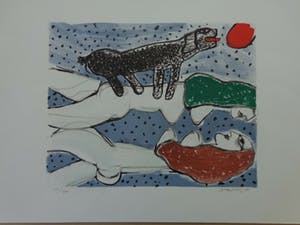 Corneille - KOPPEL NAAKTE VROUWEN / KLEURLITHO / 50x70cm / SIG 1975 kopen? Bied vanaf 95!