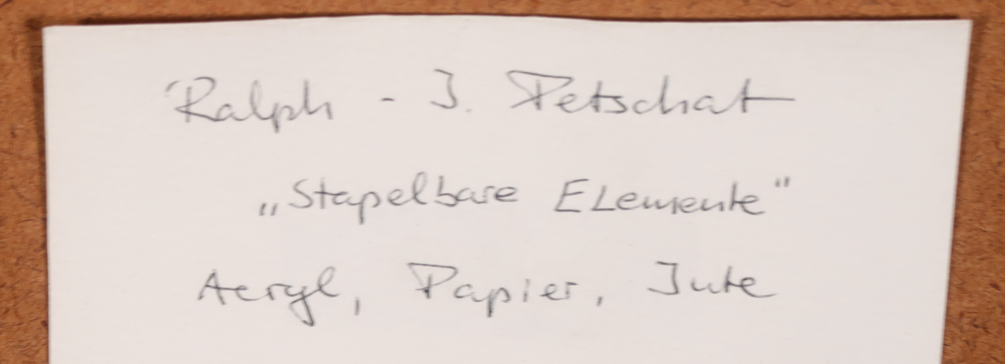 Ralph J. Petschat - Acryl en papier op jute, Stapelbare elemente - Ingelijst kopen? Bied vanaf 50!