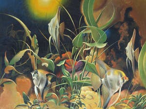 J.B. Palsen - Olieverf op doek , Tropische vissen in aquarium - ingelijst – ca 1960 kopen? Bied vanaf 50!