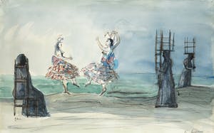 Kees Andrea - Gemengde techniek op papier, Compositie met figuren kopen? Bied vanaf 1!