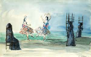 Kees Andrea - Gemengde techniek op papier, Compositie met figuren verkocht voor € 1!