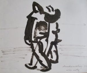 Wim Motz - Tekening "Strandwandeling" kopen? Bied vanaf 50!
