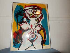 Karel Appel - Karel Appel - Woman against Yellow Wall verkocht voor € 495!